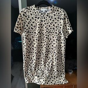 Wayf Black animal print and Tan dress